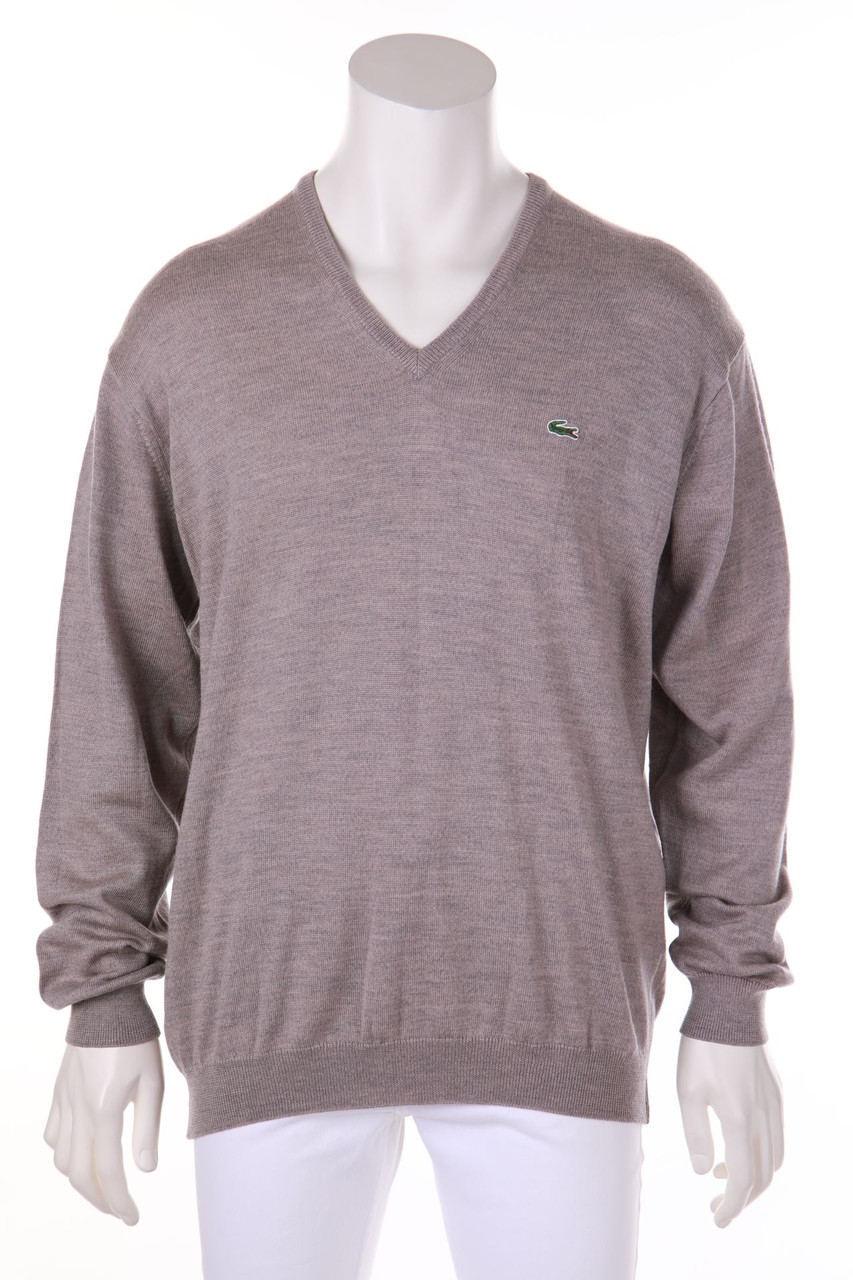 LACOSTE - V-Neck Pullover, Pure Virgin Wool with Logo-Stitching - XL