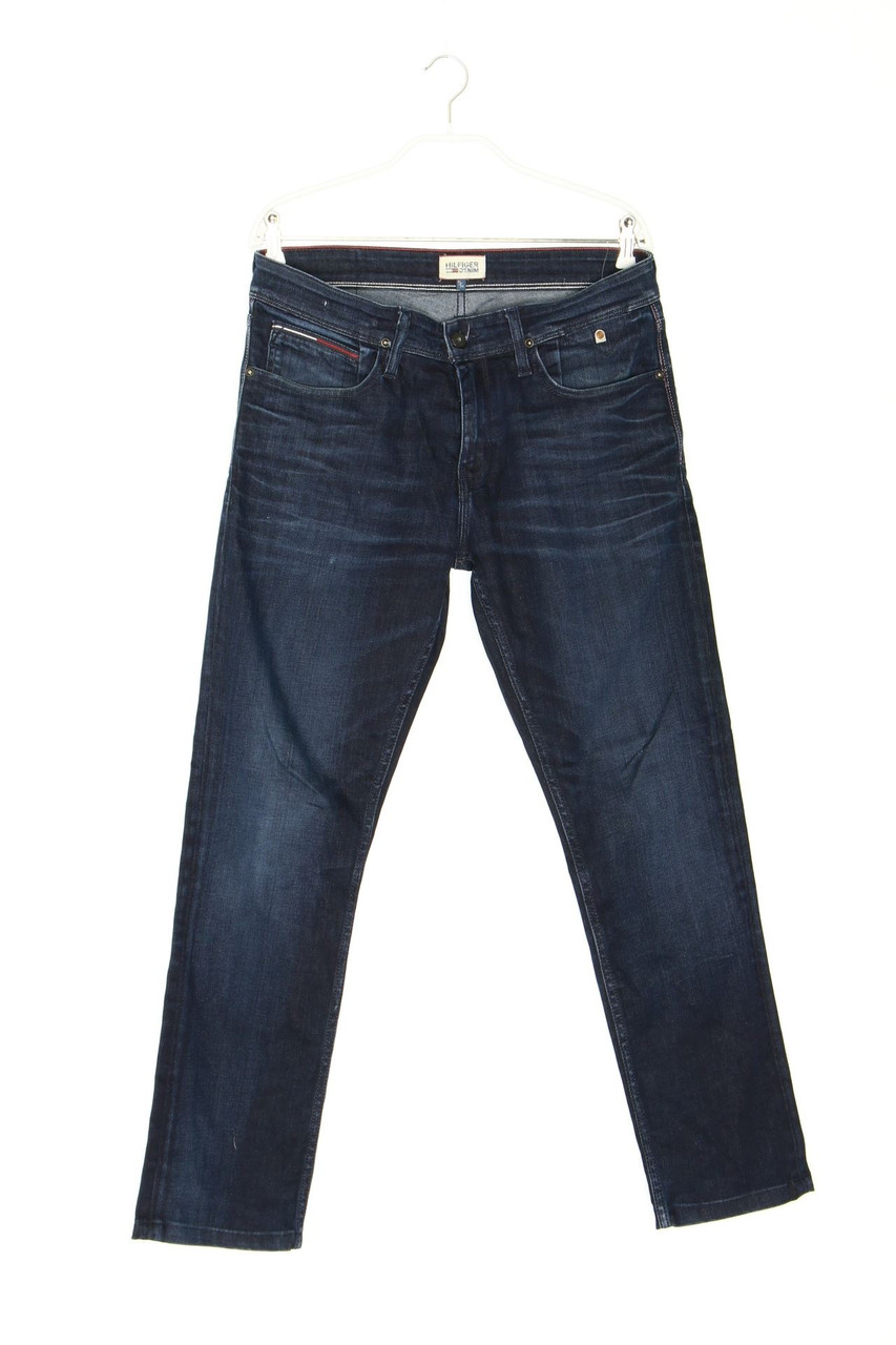 Hilfiger Denim - Used Look Straight Cut Jeans mit Logo-Applikation - W31