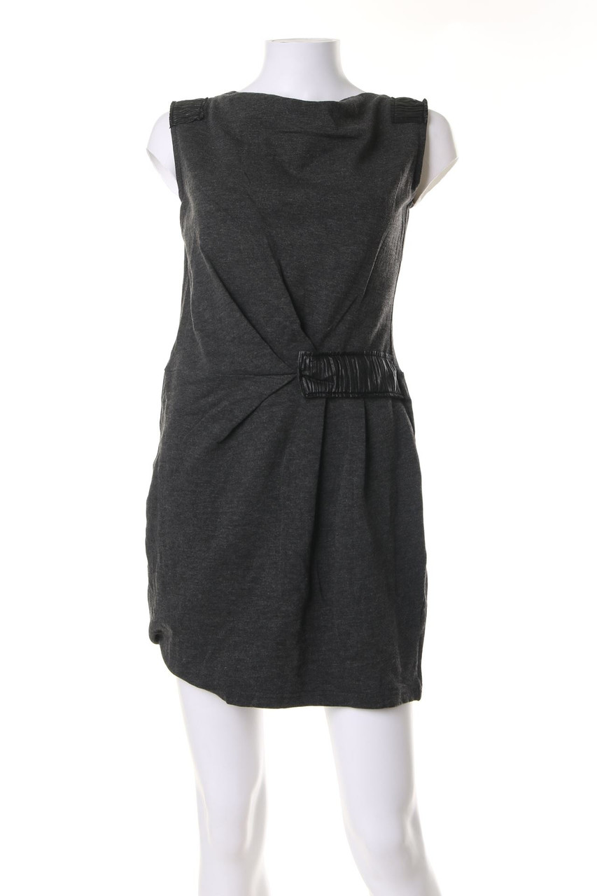 Please - dress with Wrap-Effect with Faux Leather Details - M