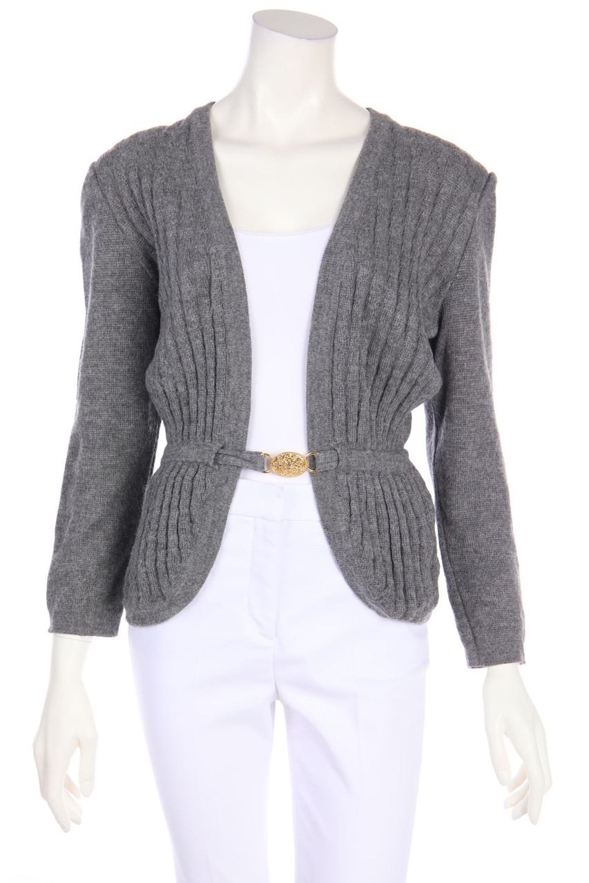 CELINE - Vintage-Cardigan, Wool-Blend with Alpaca with Logo Plaque - D 38