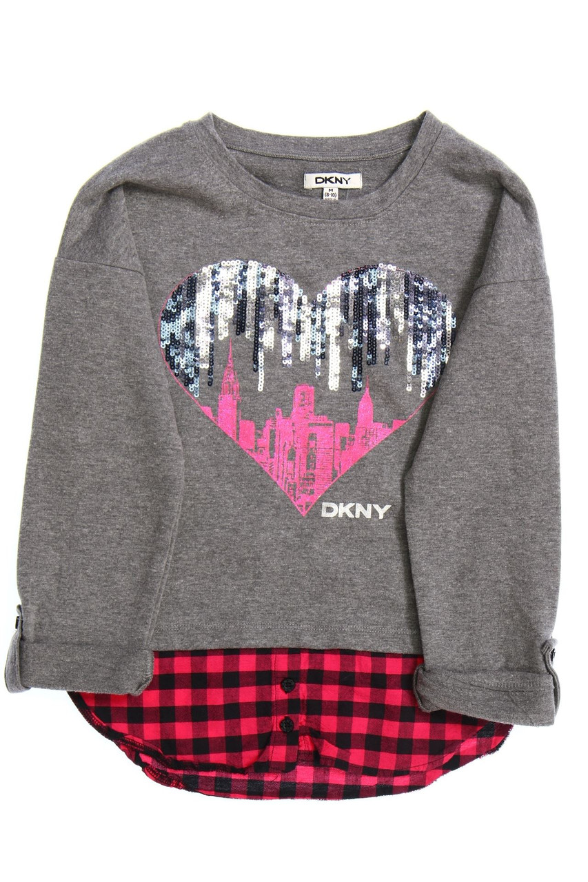 DKNY - Sweatshirt, Layer Look with Logo-Print - 134