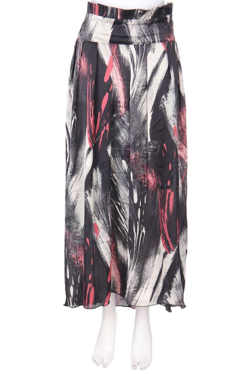 CIGNO NERO - Maxi-Pleated-Skirt with Print - L
