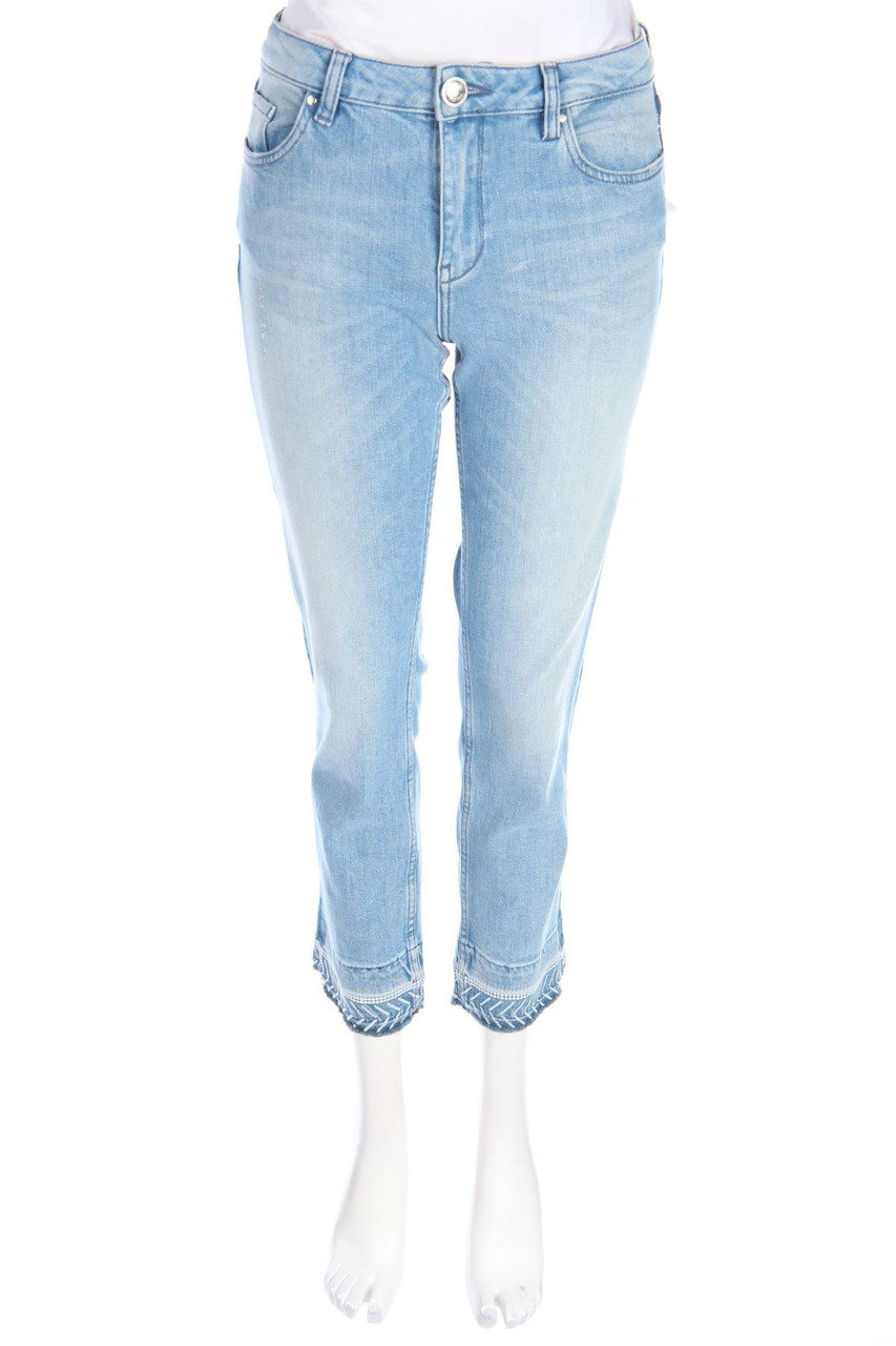 MOS MOSH - Distressed Straight Cut Jeans mit Stickereien - W28