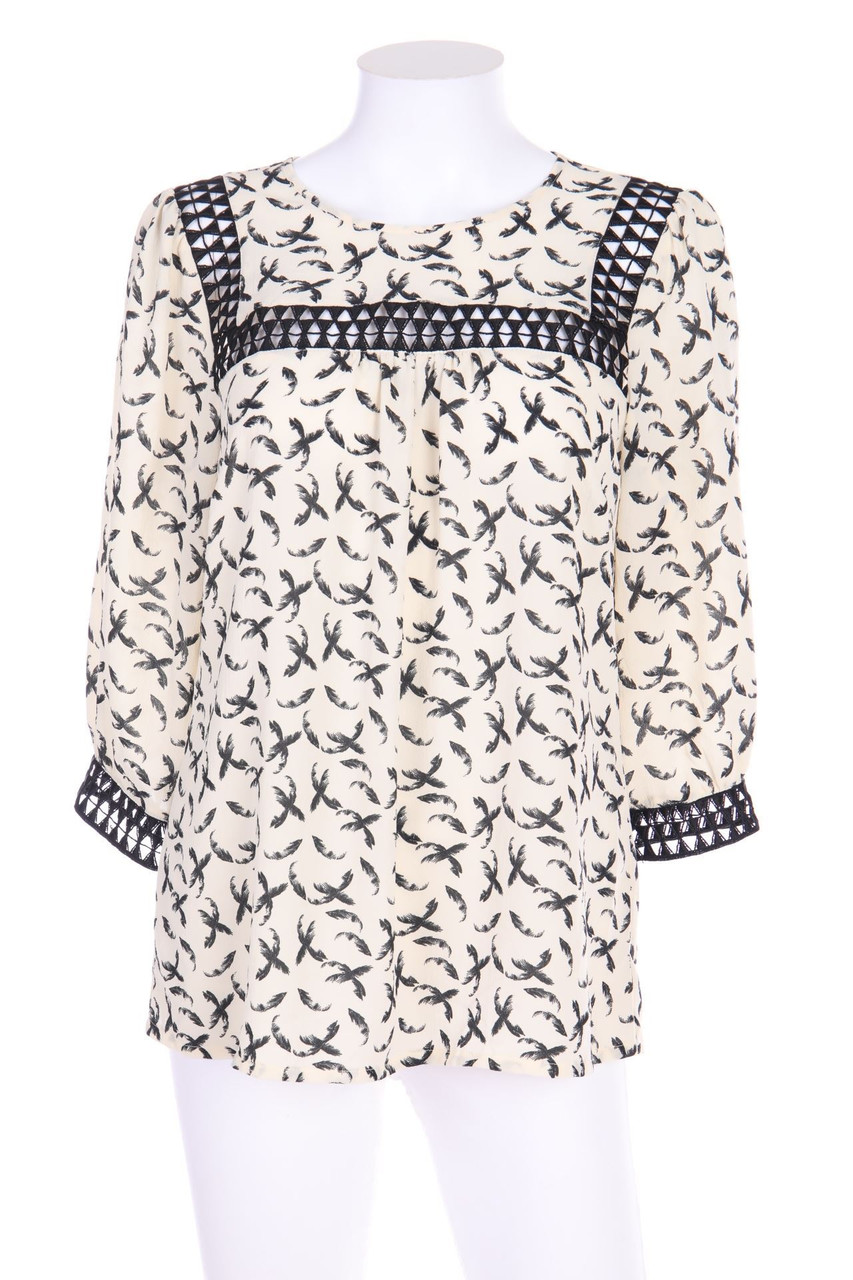 SUMMUM woman - Print-Blouse with 3/4 Sleeve with Lace Insert - D 34