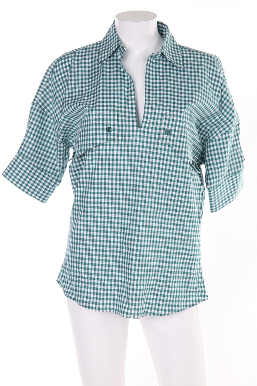 ADOLFO DOMINGUEZ - Karo-Hemd-Bluse mit kurzem Ärmel - D 36