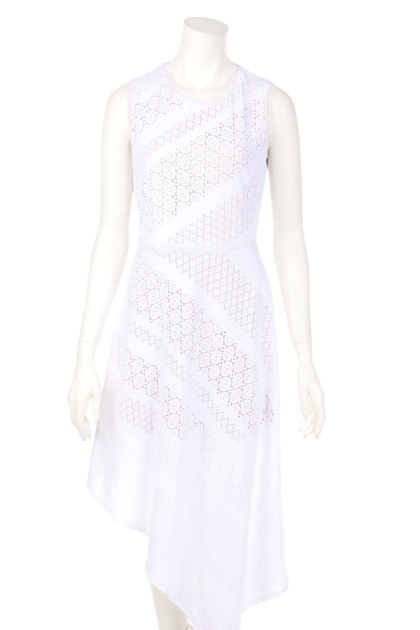 BCBG MAXAZRIA - dress, Crochet Knit with Asymmetrical Cut - S