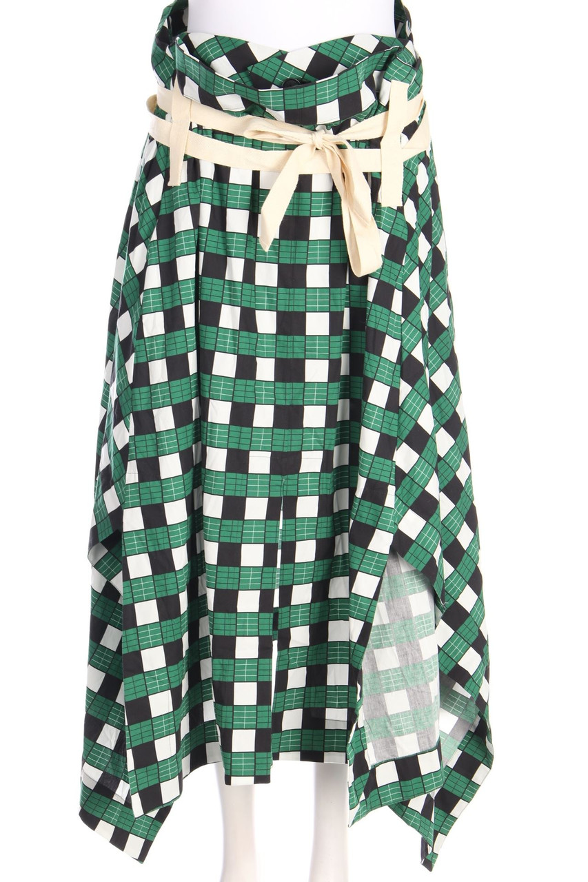 PLAN C - Print-Midi Skirt with Belt - D 36