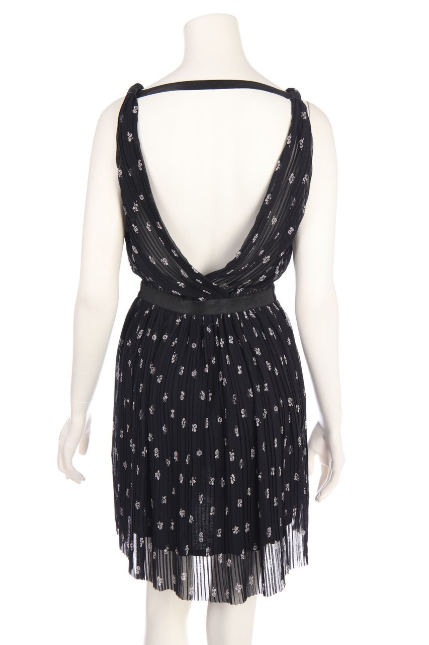 maje - Plissé-Cocktail Dress with Deep Back Neckline - M