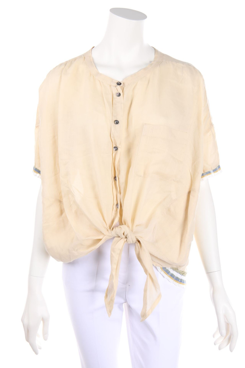 Ottod´Ame - Kurzarm-Bluse zum Knoten - D 36