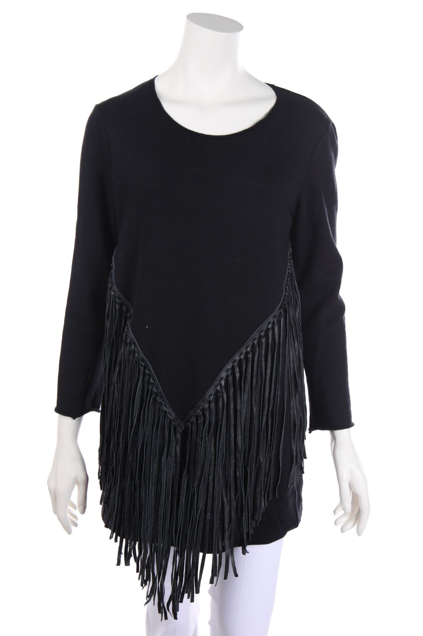 maje - Strick-Pullover mit Leder-Details - D 36-38