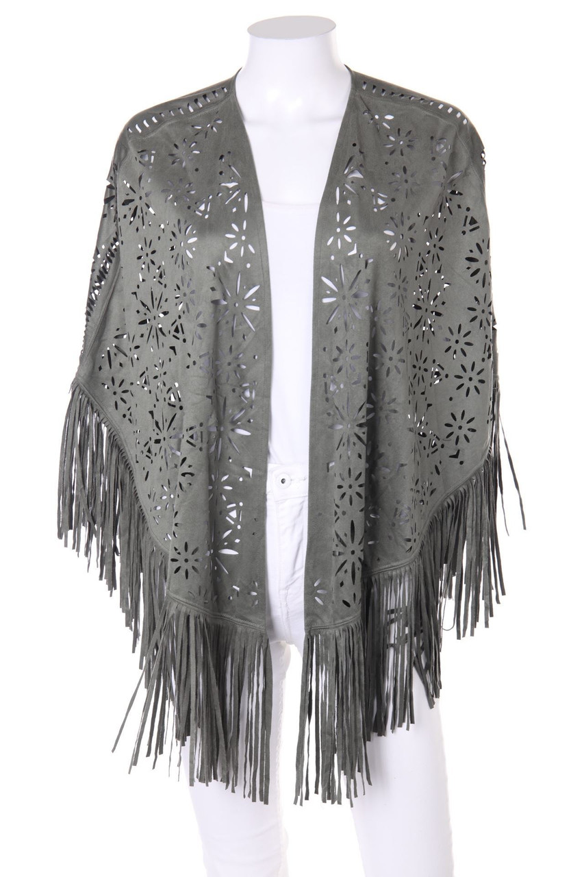 VIA APPIA DUE - Faux Leather-Cape with Fringes - D 36-38