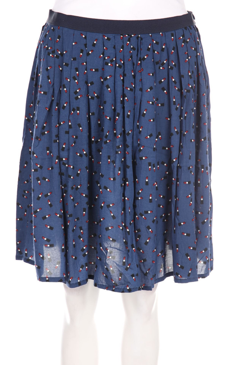 0039 ITALY - Pleated Mini-Skirt with Print - M