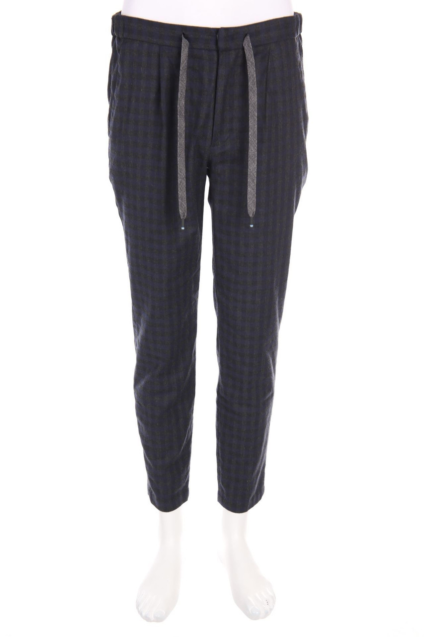 BARONIO - Jogger-Hose mit Wolle mit Karo-Muster - W34