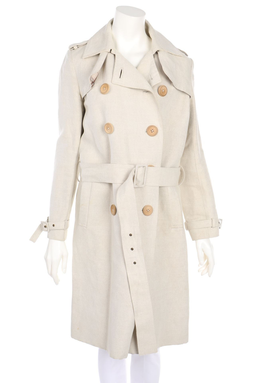 CHLOÉ - Double-Breasted Trenchcoat, Linen-Blend - D 38