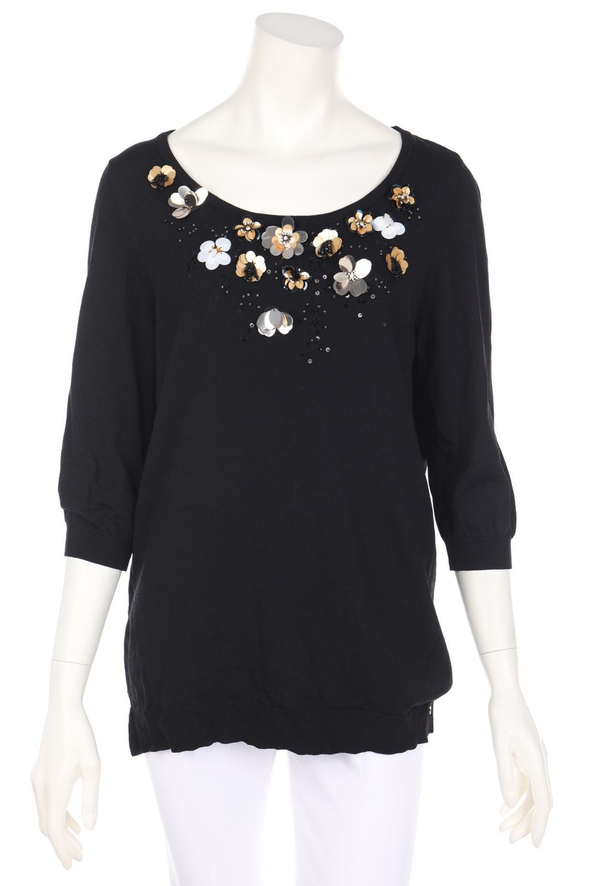 LUCKYLU MILANO - Strick-Pullover mit Schmuckstein-Applikation - L