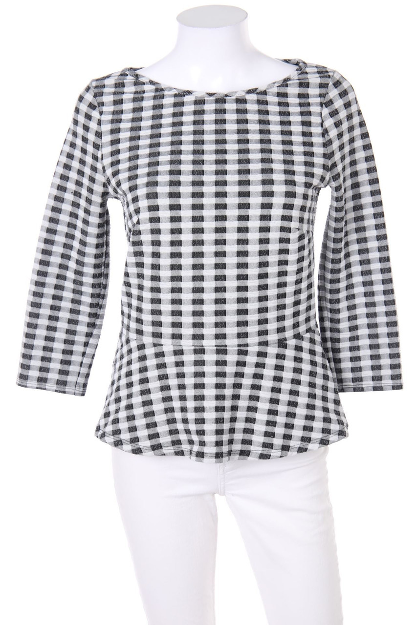 comma - Karo-Shirt mit 7/8-Ärmel - D 36