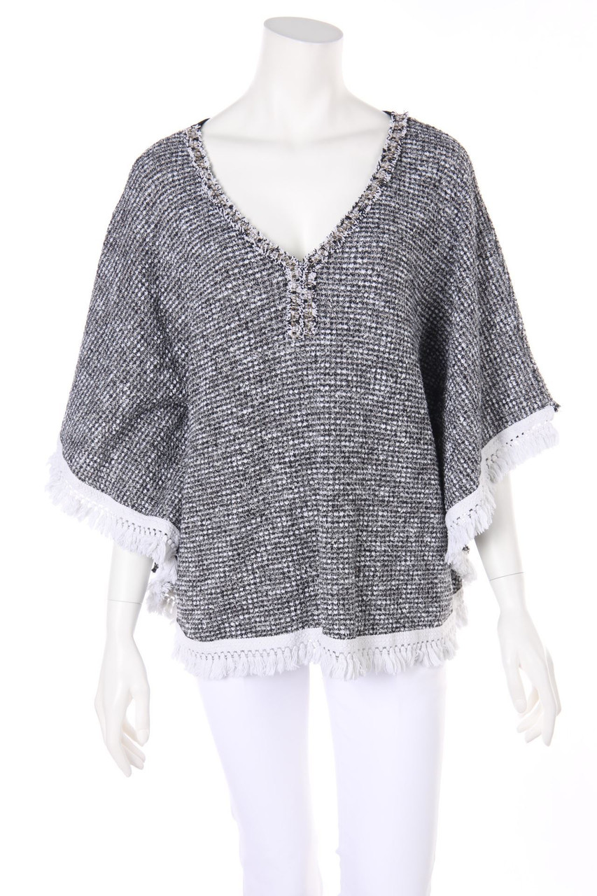 LAURIE & JOE - Poncho mit Fransen - ONE SIZE