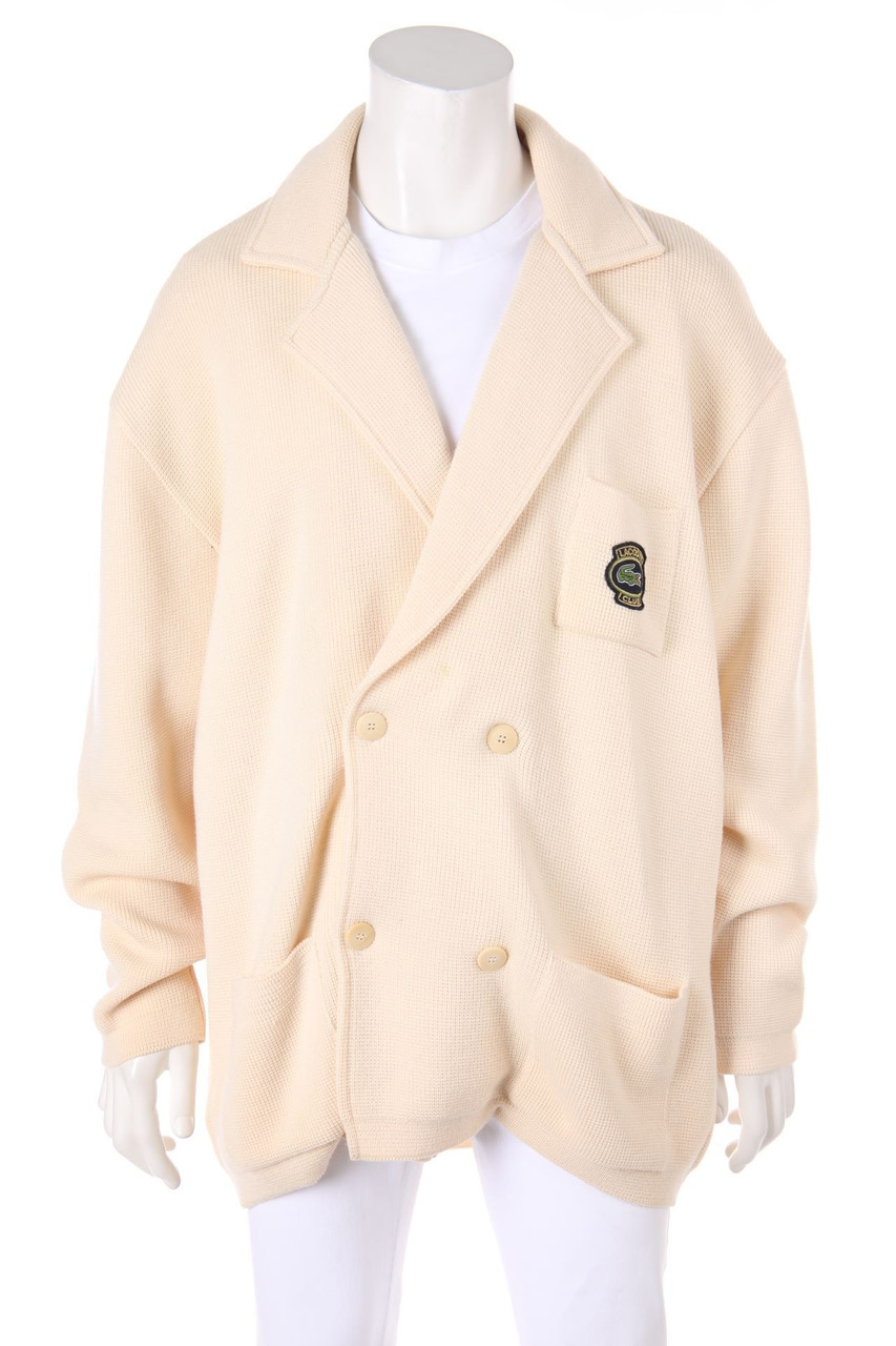 CHEMISE LACOSTE - Vintage-Schurwoll-Cardigan mit Logo-Patch - XL