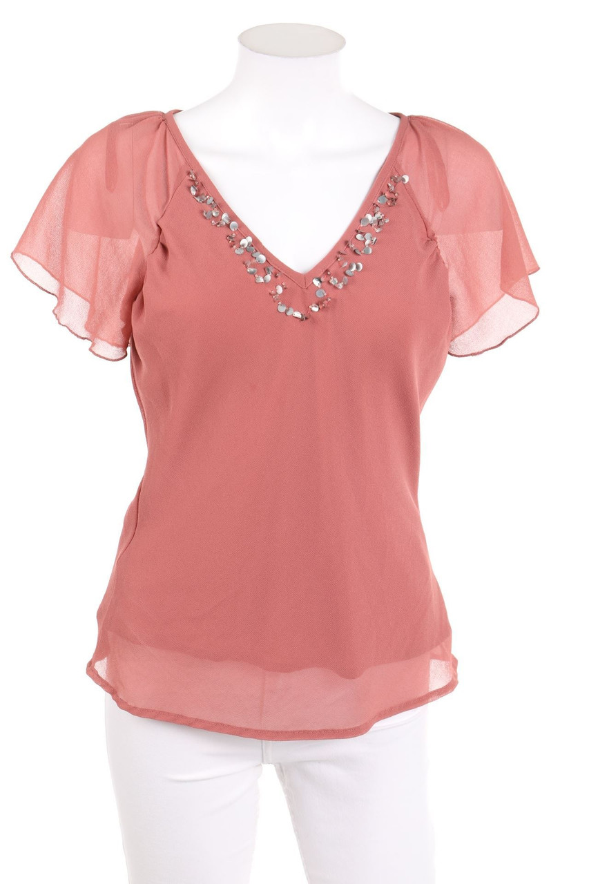 SOAKED IN LUXURY - Kurzarm-Bluse mit Pailletten - M