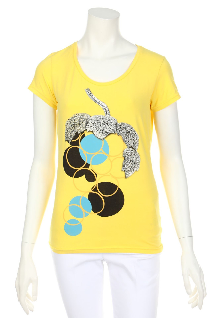 LIU JO - Kurzarm-Shirt mit Strass-Steinen - D 34