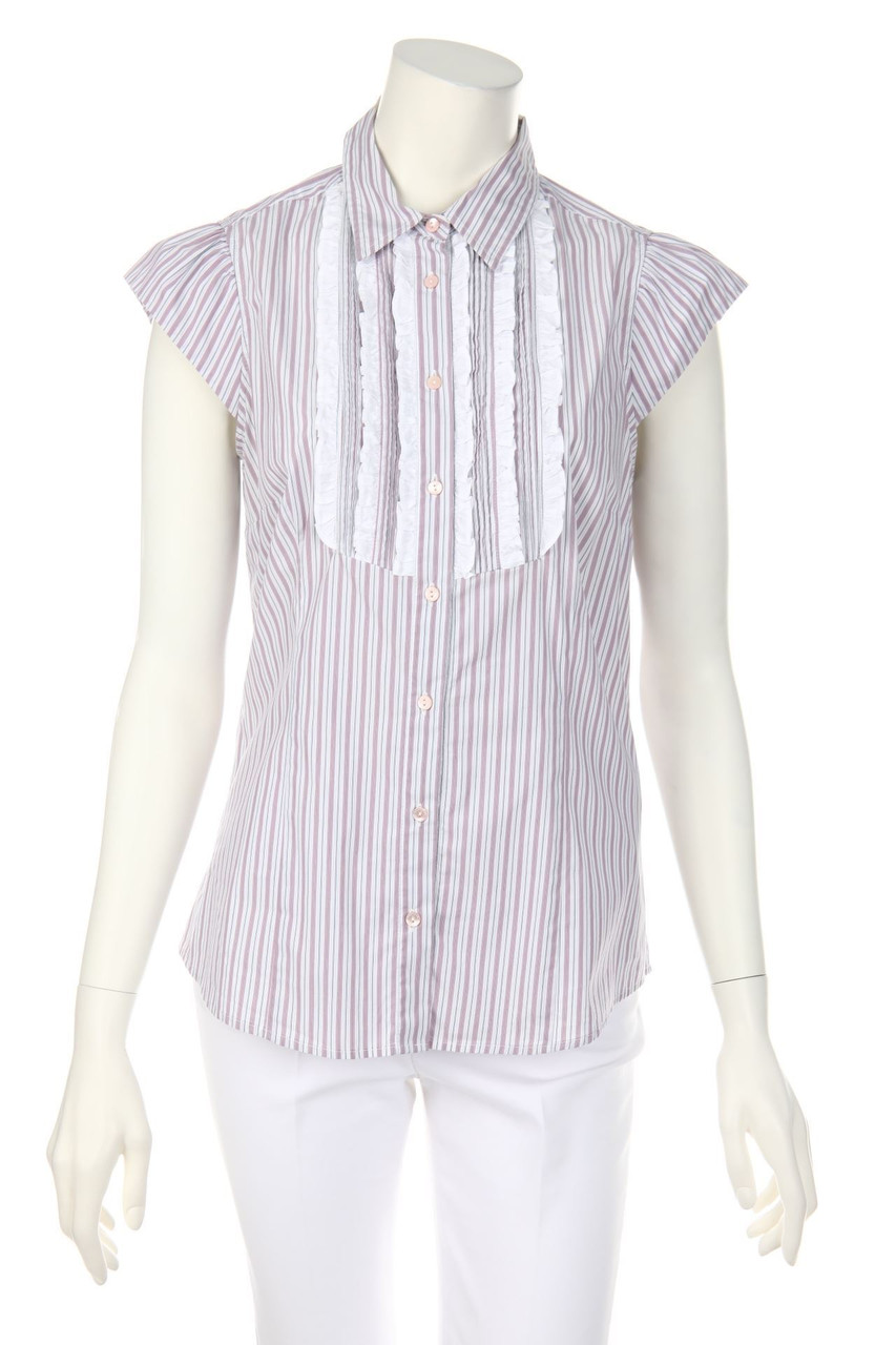 Max Mara WEEKEND - Hemd-Bluse mit kurzem Ärmel mit Rüschen - D 42