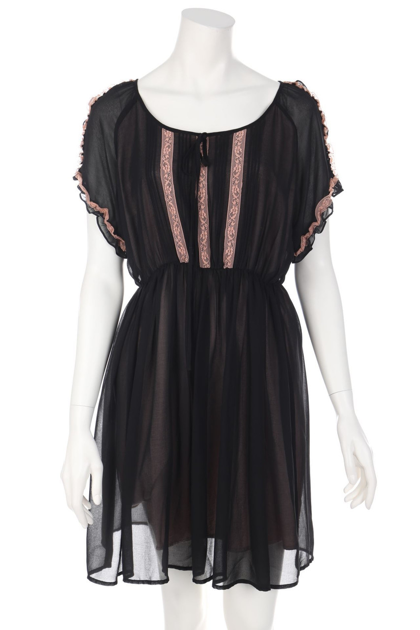 Fornarina - Chiffon-Cocktail Dress with Lace, Boho Style - M