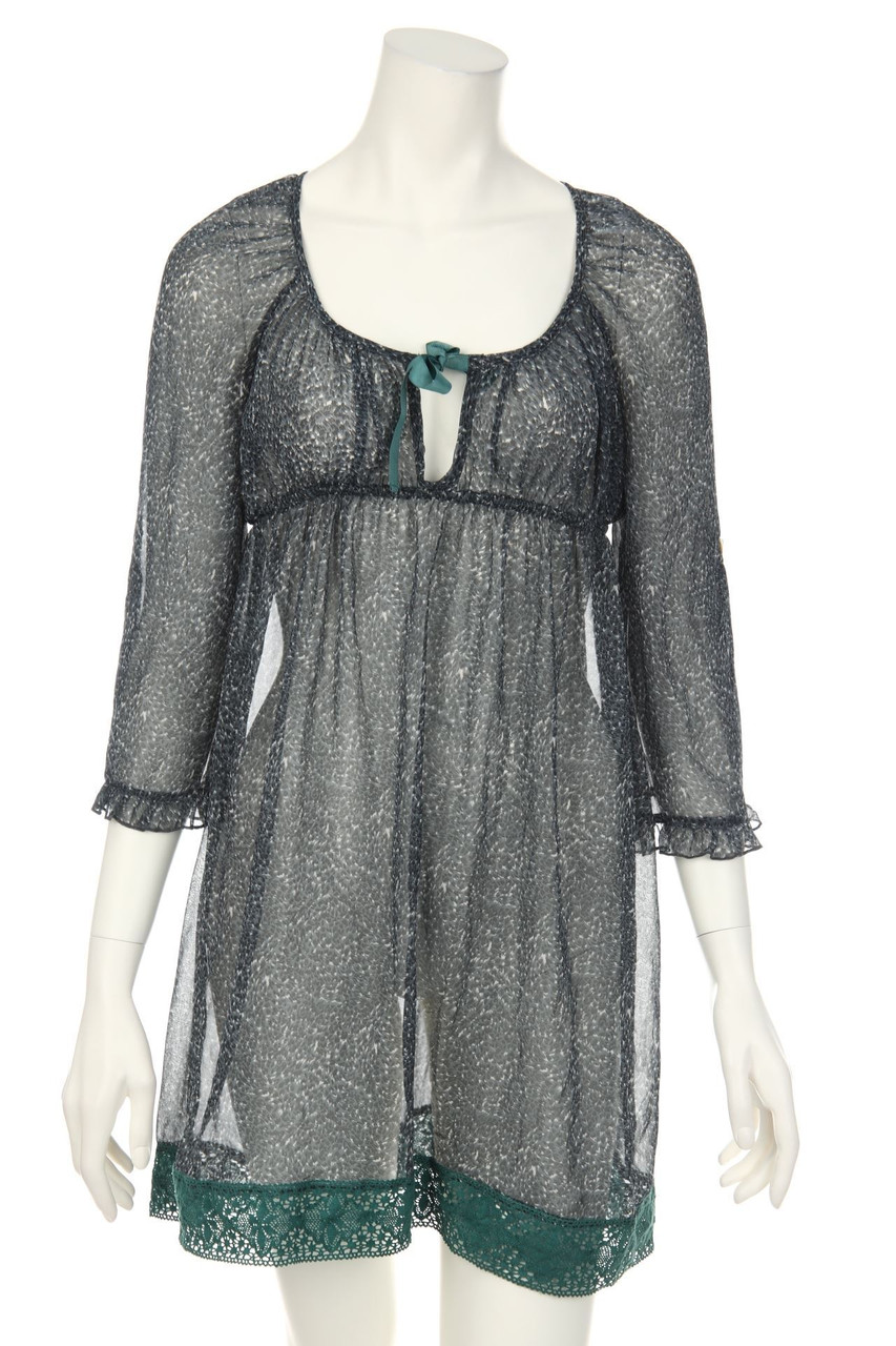 Cream - Chiffon-dress with Print - S