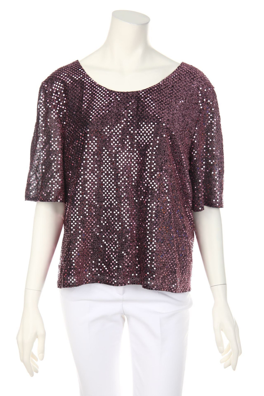 GINA BACCONI - Glitzer-Kurzarm-Bluse - D 44