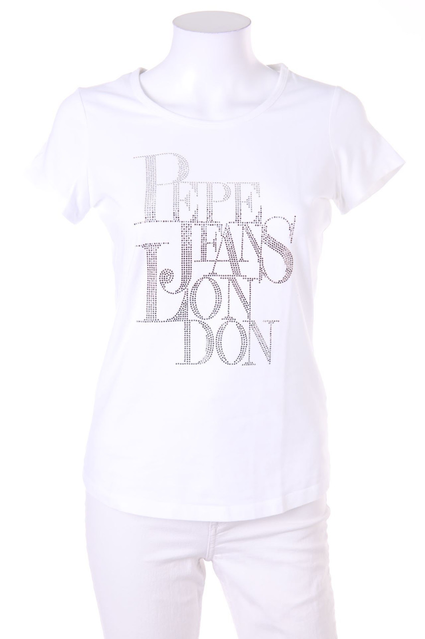 Pepe Jeans - Kurzarm-Shirt mit Schmuckstein-Applikation - M