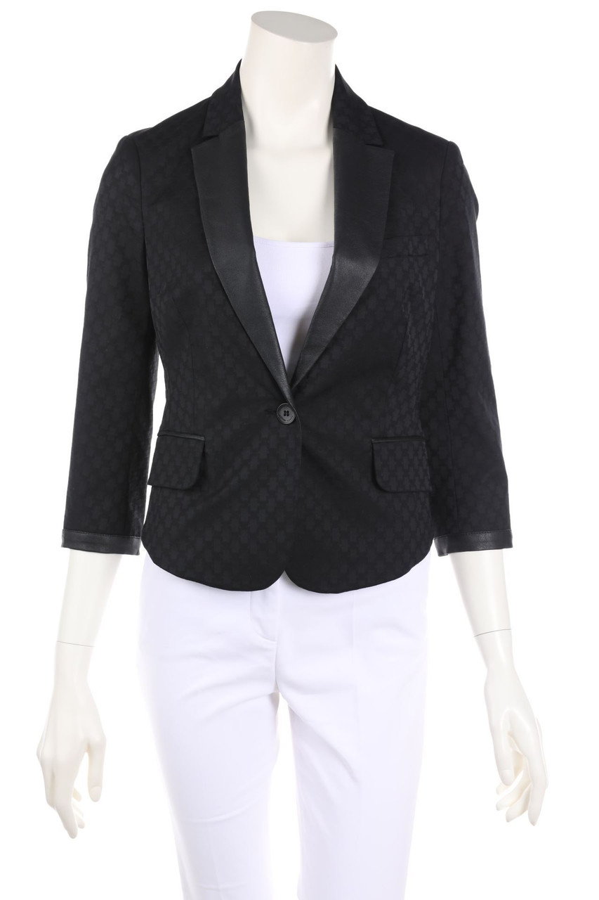 KAREN MILLEN - Blazer mit Reverskragen mit Kunstleder-Details - D 34