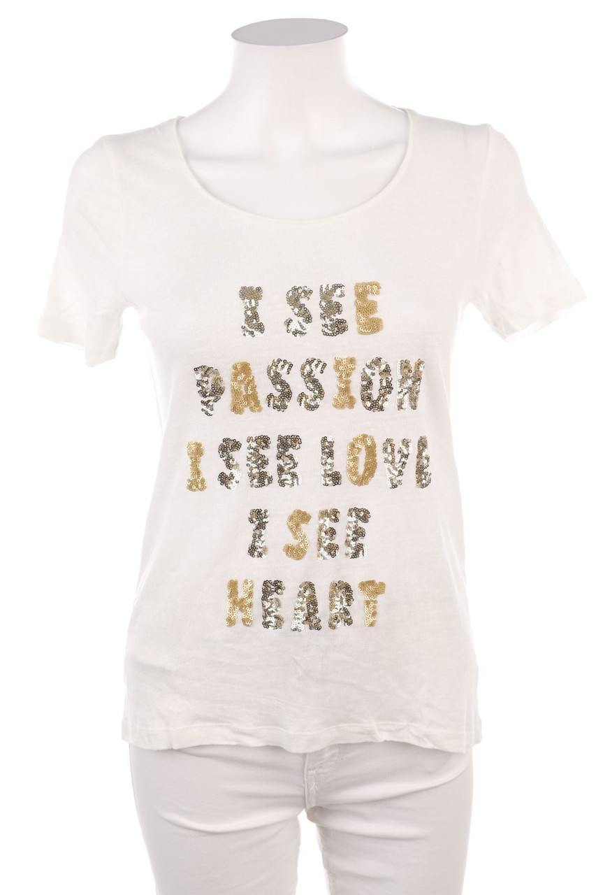 MOS MOSH - Kurzarm-Shirt mit Pailletten - S