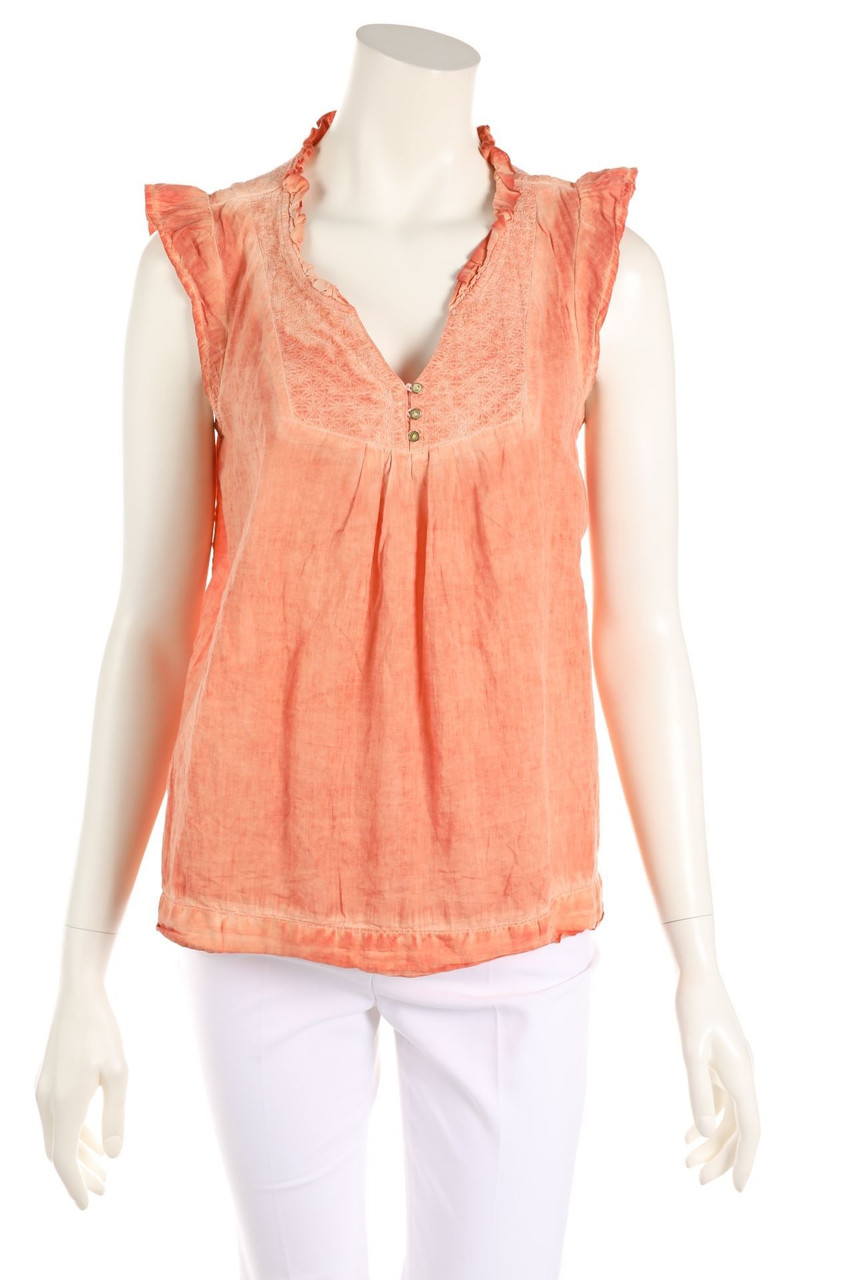 MAISON SCOTCH - Garment Dyed-Tunic Blouse with Frills - D 38