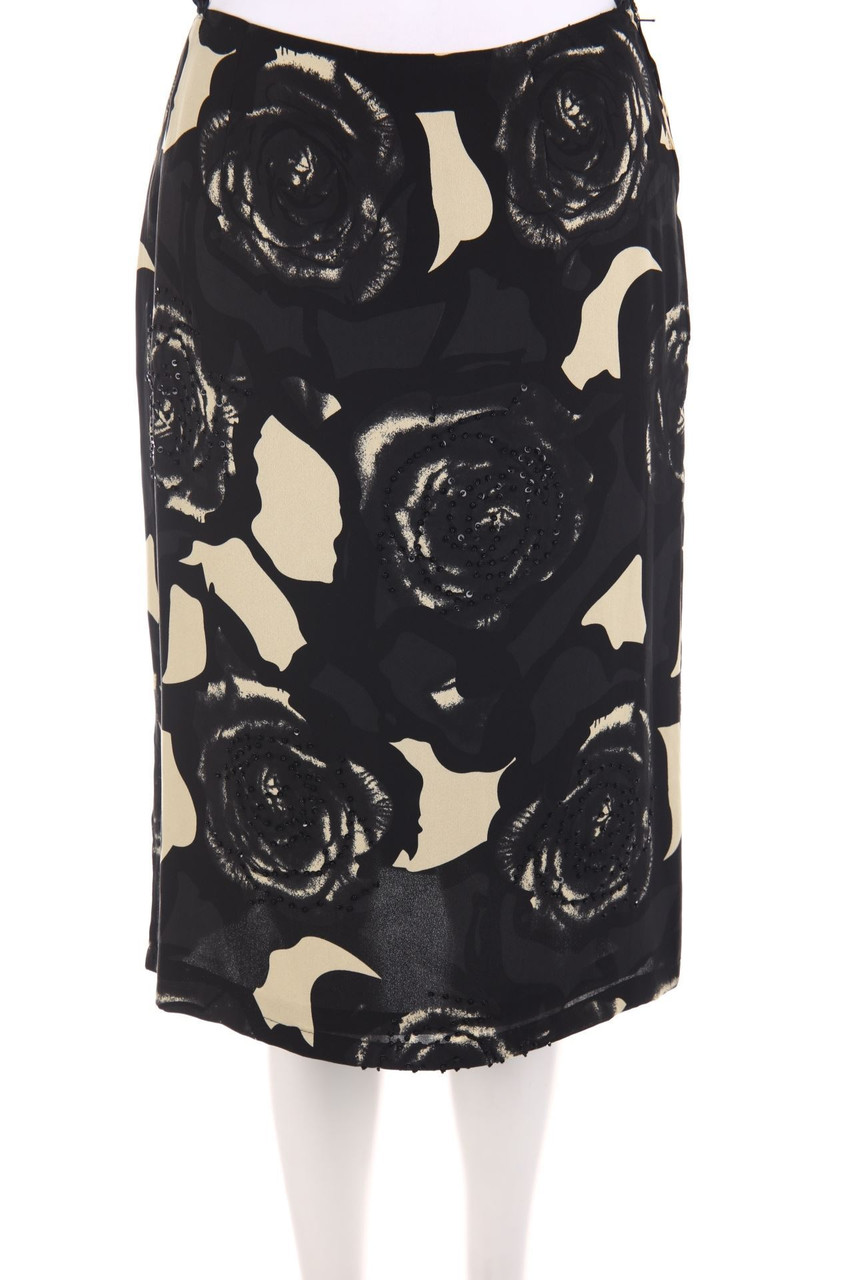 ALBERTO FABIANI - Seiden-Rock mit Blumen-Print mit Perlen - D 34-36