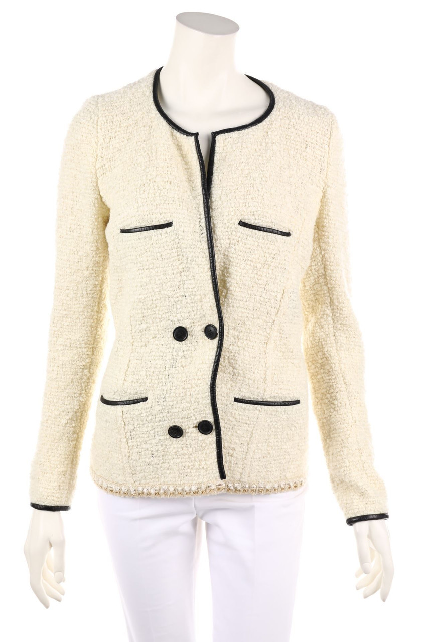 ISABEL MARANT - Bouclé-Blazer aus Schurwoll-Mix mit Leder-Details - D 34