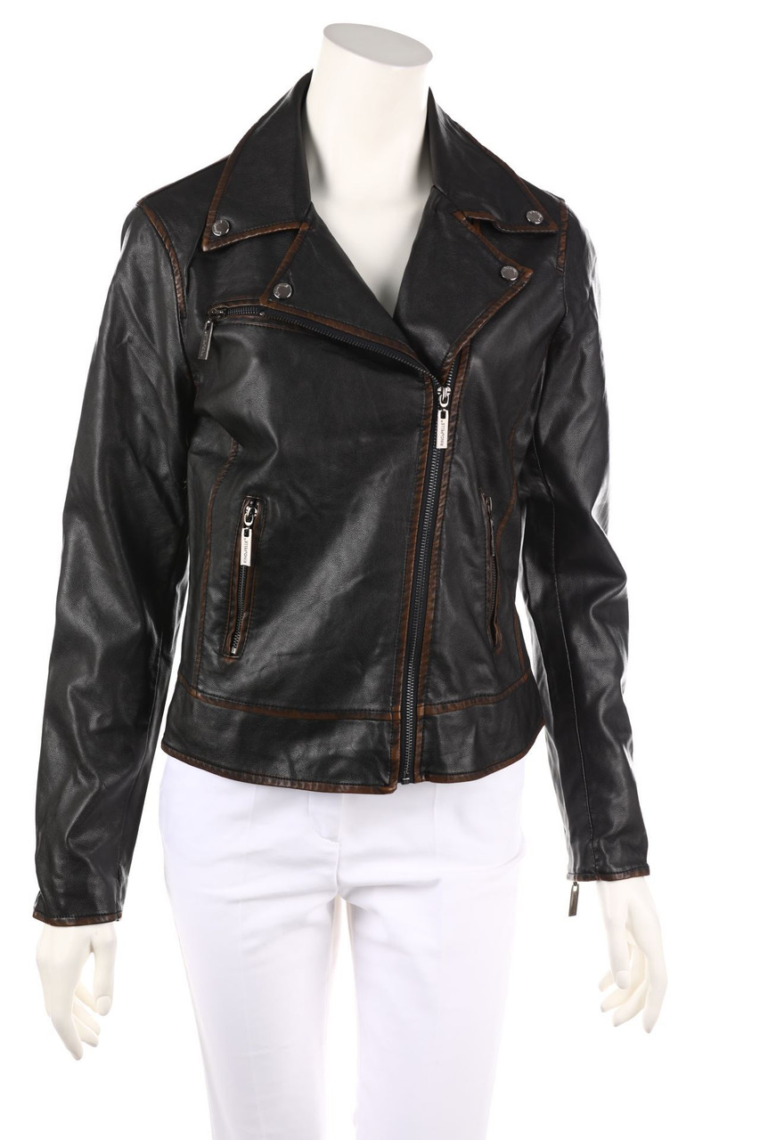 RINO & PELLE - Faux Leather Jacket with Logo Buttons - D 38