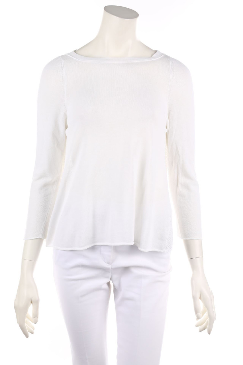 TORTONA 21 - Cropped-Sleeve Pullover with Open Knit Details - M