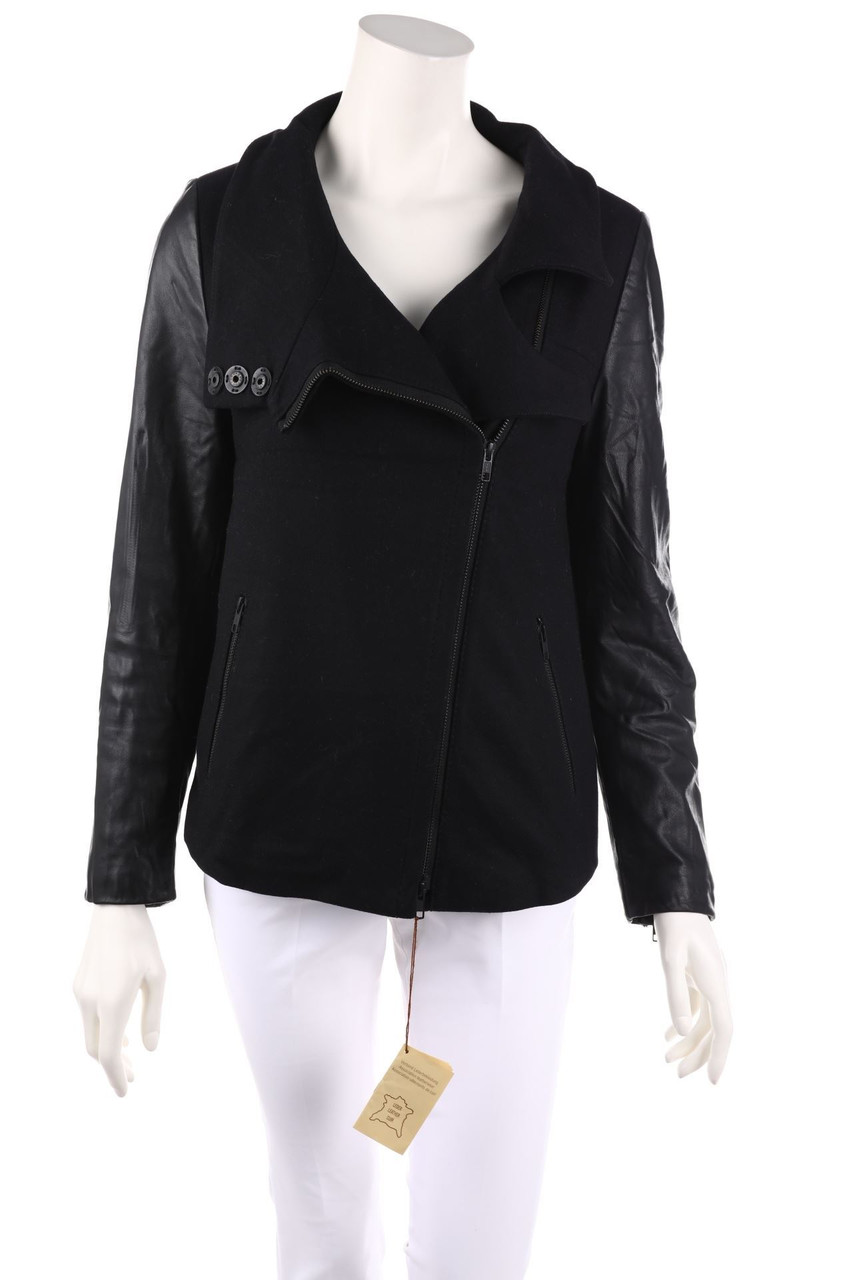 DRYKORN - Jacket, Virgin Wool Mix with Leather Details - D 36
