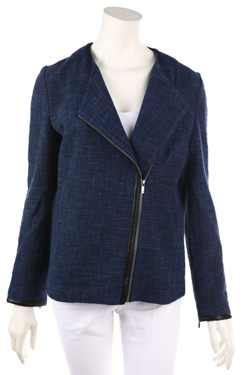 L.K. Bennett - Bouclé-Blazer Jacket with Faux Leather Details - D 38