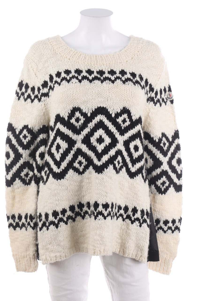 Moncler - Strick-Pullover aus Woll-Mix mit Logo-Badge - M