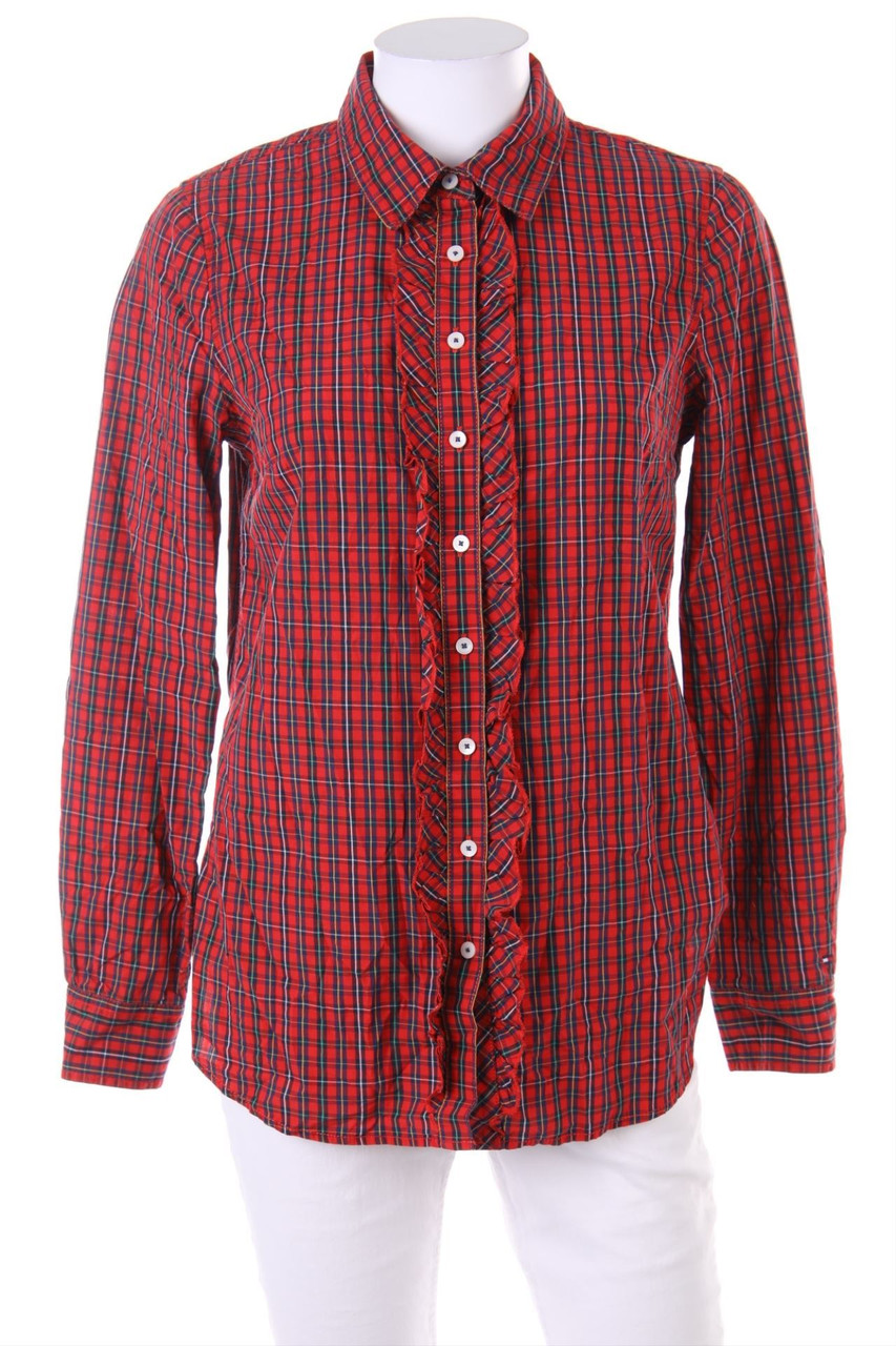TOMMY HILFIGER - Karo-Hemd-Bluse mit Rüschen - D 36