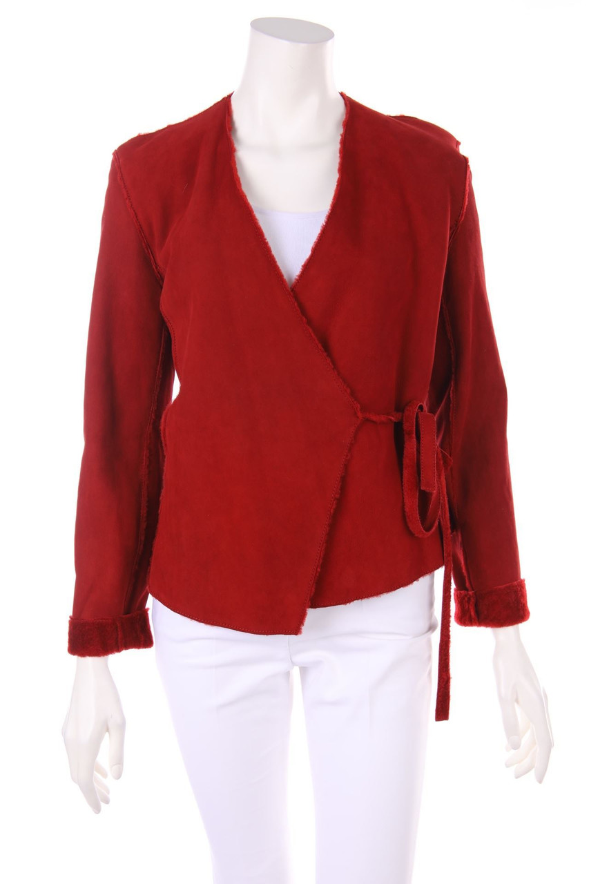 DONNA KARAN - Wrap-Shearling Jacket - D 36