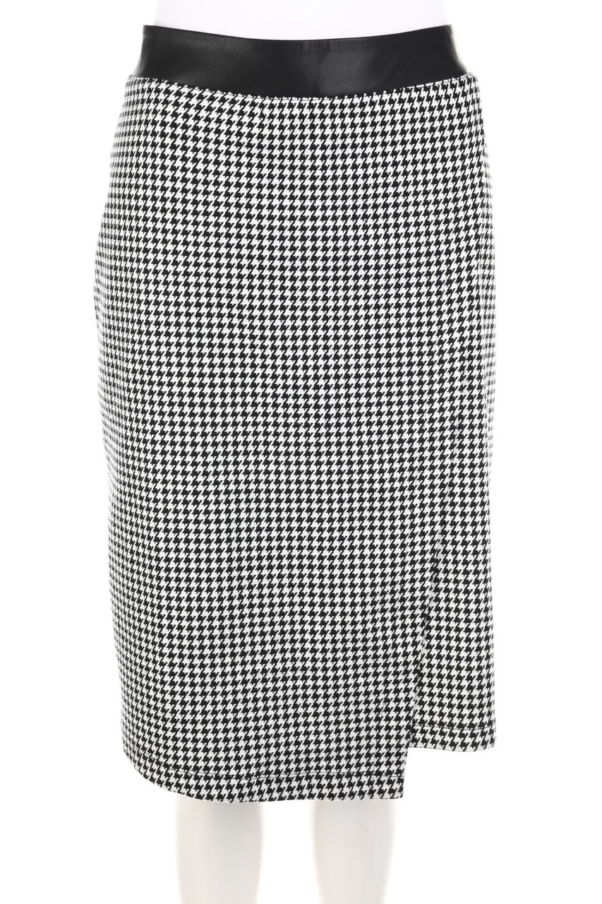 TAIFUN - Skirt with Wrap-Effect with Faux Leather Details - D 46