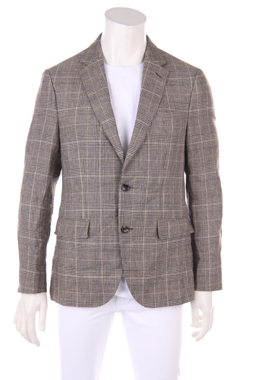 TOMMY HILFIGER TAILORED - Sakko aus Leinen-Mix mit Karo-Muster - 48