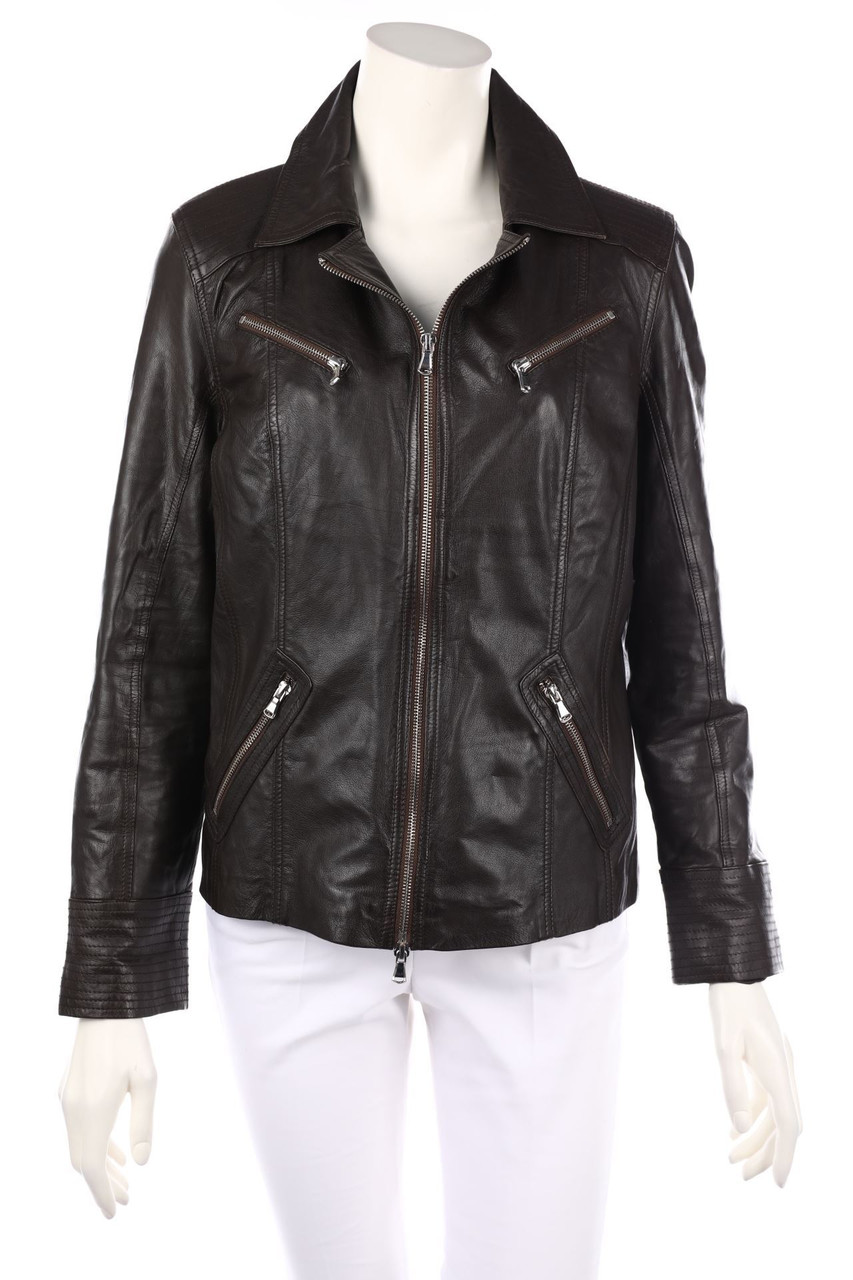 RINO & PELLE - Real Leather Jacket with Logo Plaque - D 42