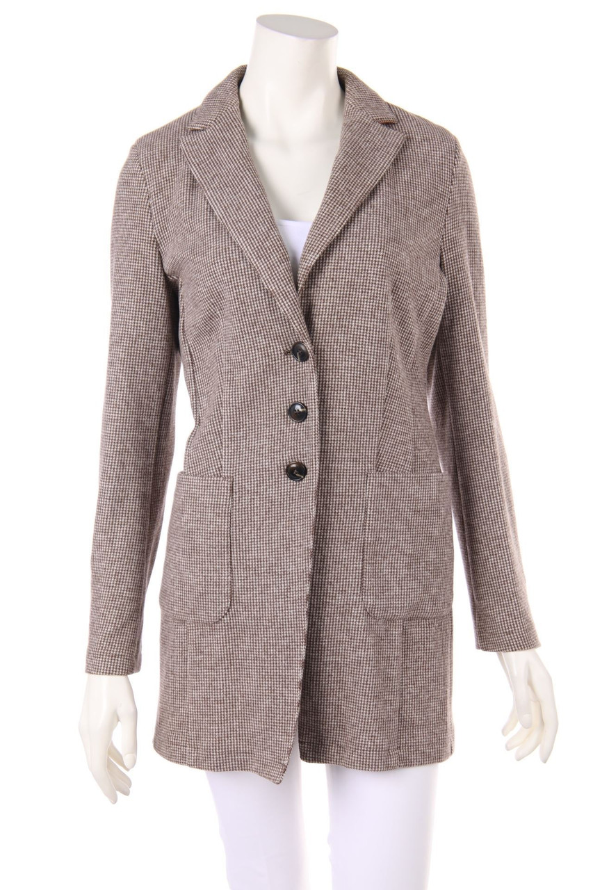 White Label - Long-Blazer mit Reverskragen mit Hahnentritt-Muster - D 36