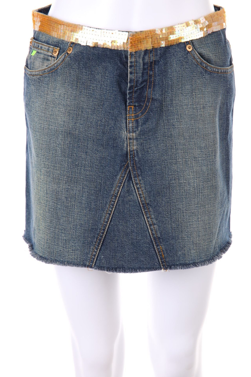 DKNY JEANS - Denim Mini Skirt with Sequins - D 36