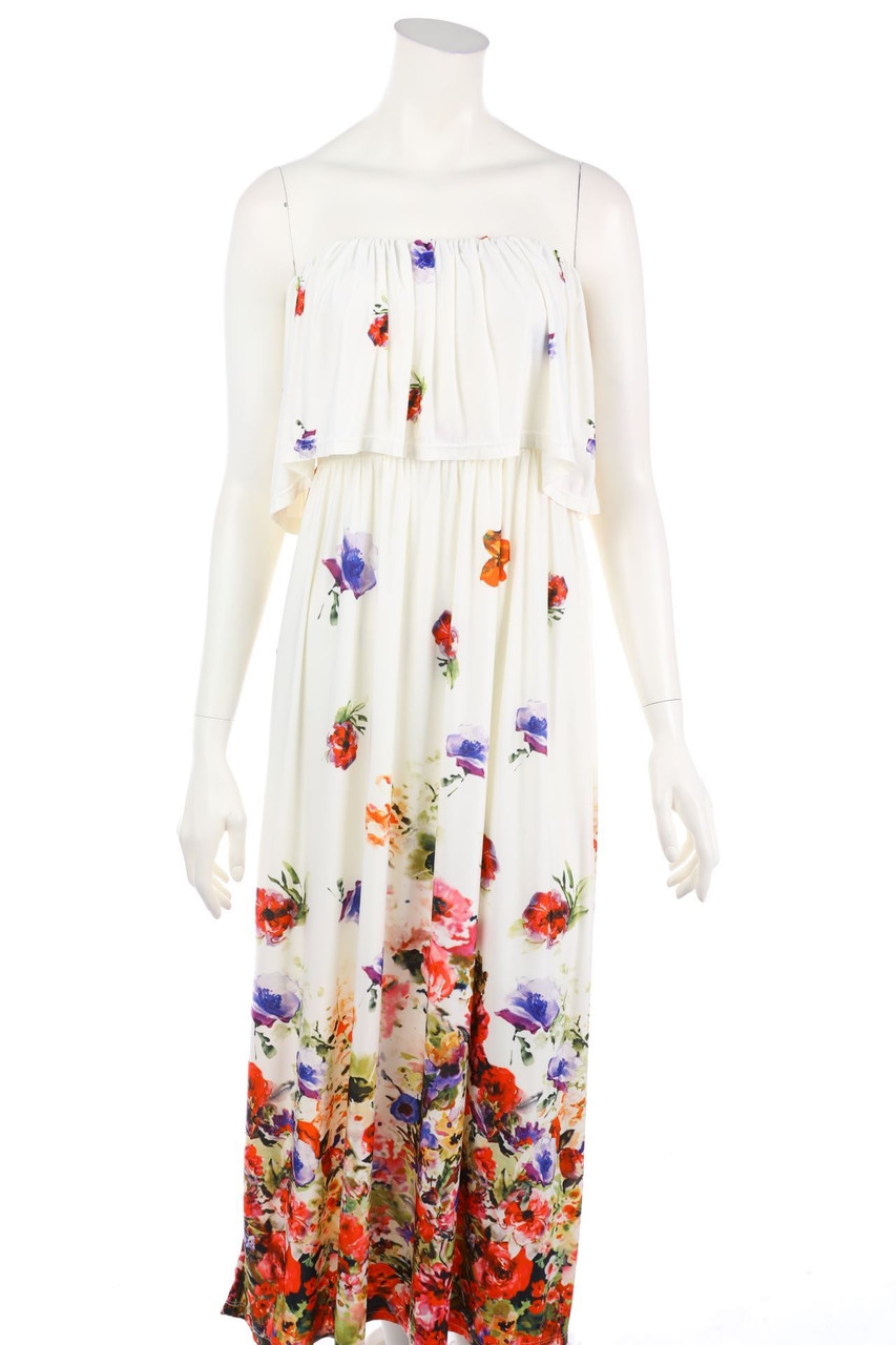 APART - Maxi Dress, Layer Look with Flower Print - D 38