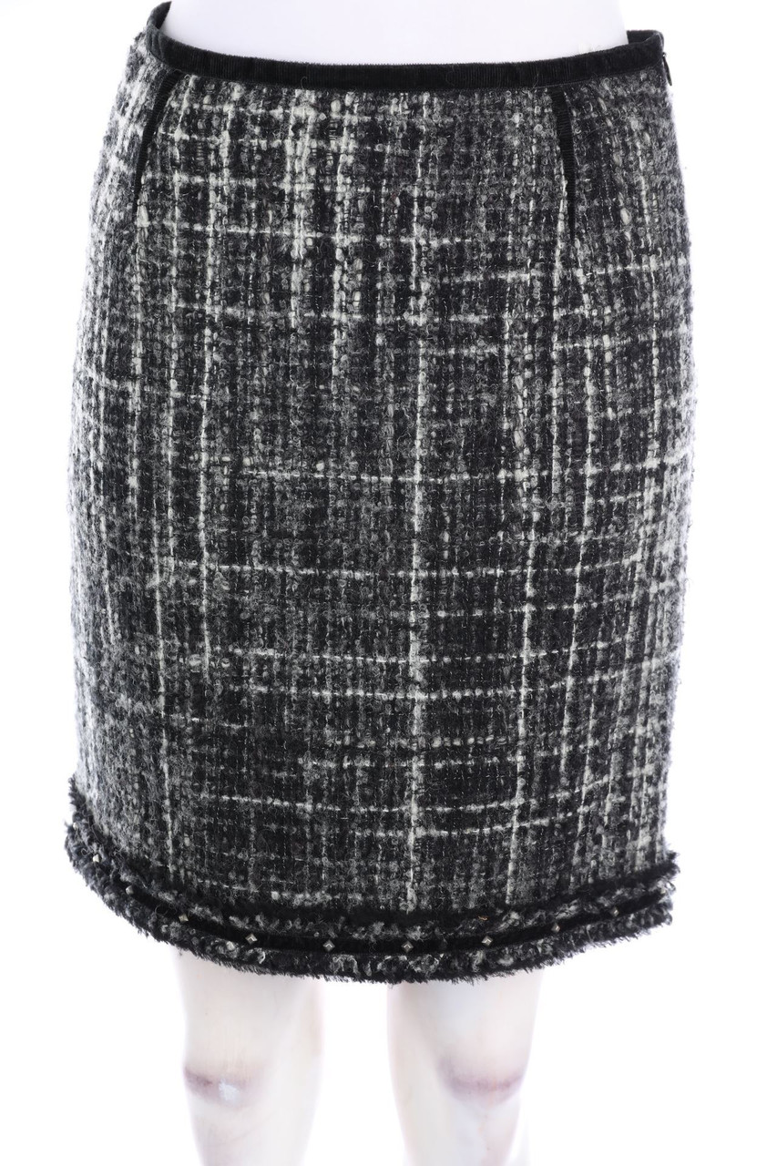 LUISA CERANO - Bouclé-Skirt, Wool-Blend, Checked - D 34