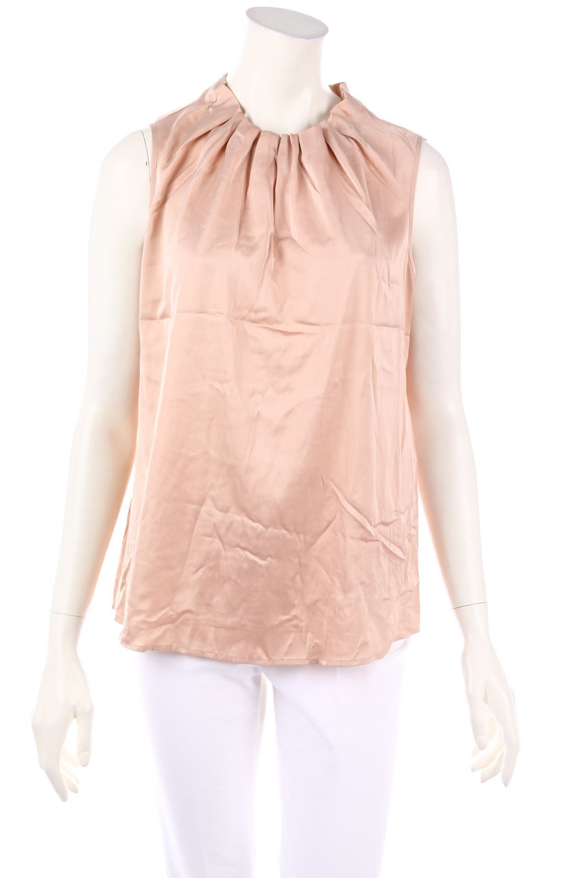 comma - Satin Blouse Top with Ruffles - D 40