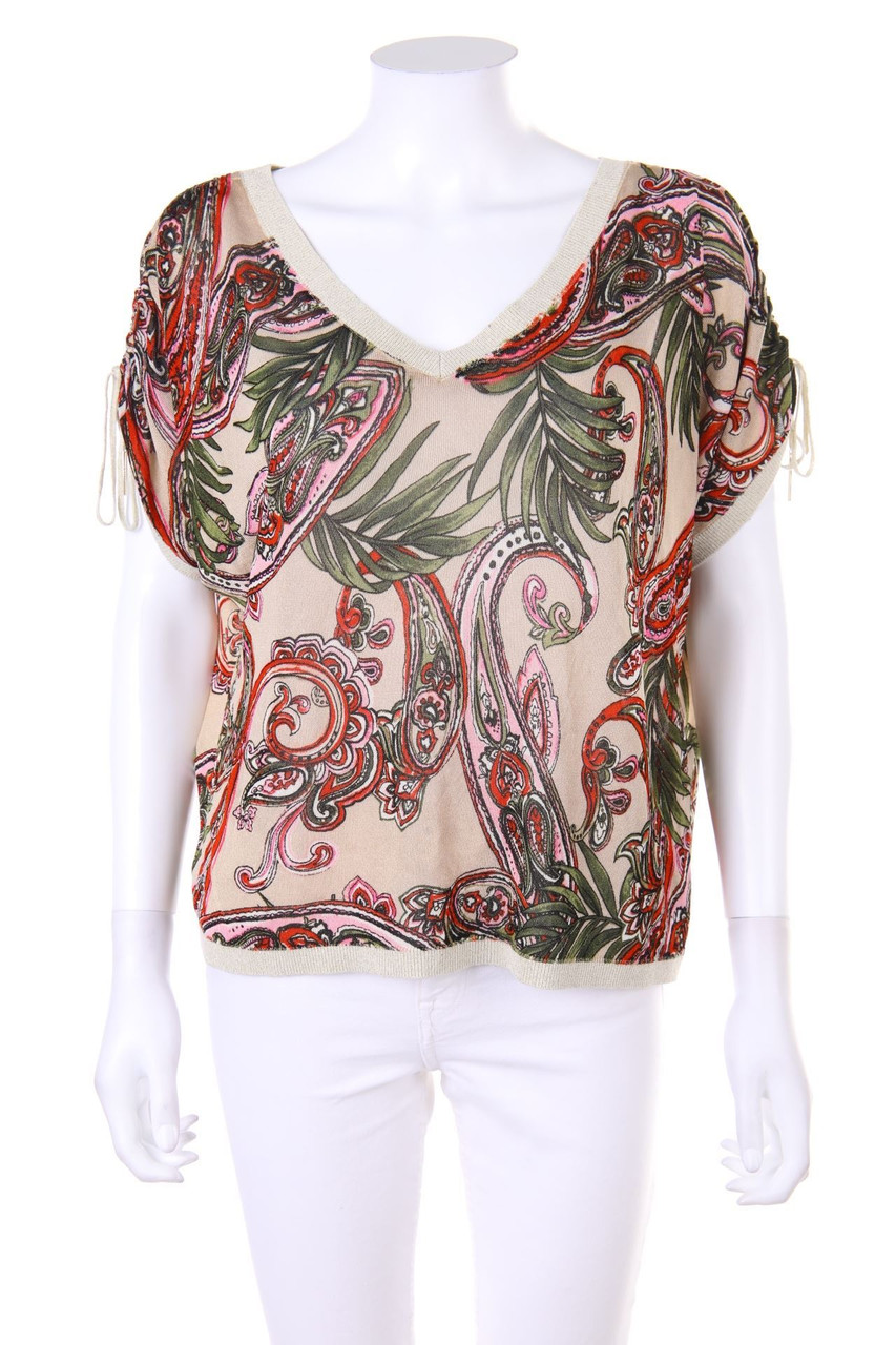 LIU JO - Glitzer-Strick-Pullover mit floralem Muster - M